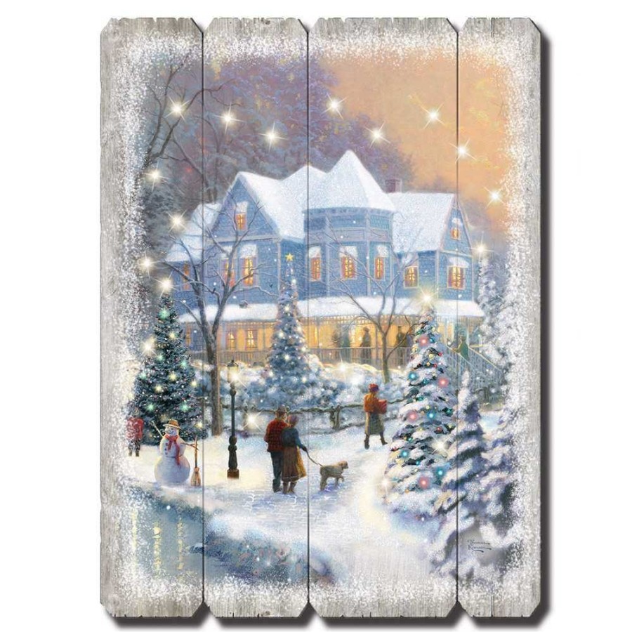 Home Decors Thomas Kinkade  | Thomas Kinkade Starlit Winter Night Wall Decor 01-25658-001 Bradford Exchange